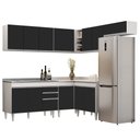 Ver imagem 1 de Armário de Cozinha Modulado de Canto 7 Peças Cp21 com Pia Inox Branco/preto - Lumil Lumil Móveis