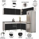 Ver imagem 3 de Armário de Cozinha Modulado de Canto 7 Peças Cp21 com Pia Inox Branco/preto - Lumil Lumil Móveis