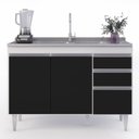 Ver imagem 7 de Armário de Cozinha Modulado de Canto 7 Peças Cp21 com Pia Inox Branco/preto - Lumil Lumil Móveis