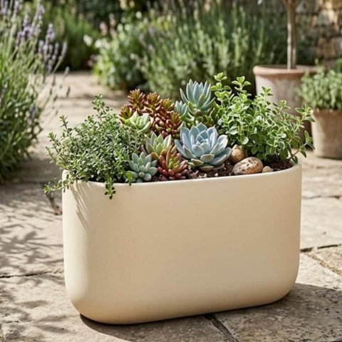 Vaso Jardineira Fibra de Vidro Lisboa Vietnamita 66,5cm Floreira Areia Fosco