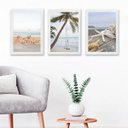 Ver imagem 2 de Kit 3 Quadros Decorativos Fotografias Praia soft 45x34cm:madeira Branca