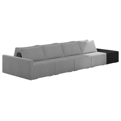 Sofá Ilha Modular Living com Puff 432cm Georgia K04 Bouclê Grafite/preto - Mpozenato