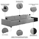 Ver imagem 3 de Sofá Ilha Modular Living com Puff 432cm Georgia K04 Bouclê Grafite/preto - Mpozenato
