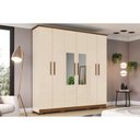 Ver imagem 1 de Guarda Roupa Casal 6 Portas e 3 Gavetas C/ Espelho e Pés Cover Off White/nature - Henn