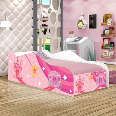 Cama Fun Carruagem e Castelo Solteiro com Colchão