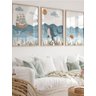 Kit 3 Quadros Decorativos Infantil Animais Fundo Oceano No5 - 1