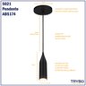 Lustre Pendente Decorativo Design 3d - Abs174 - Preto + Led - 2