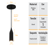 Lustre Pendente Decorativo Design 3d - Abs174 - Preto + Led - 5