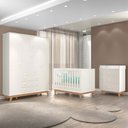 Ver imagem 1 de Quarto Infantil Triplo 100% Mdf Tuboarte com Berço 2 em 1 Lucca Guarda-roupas Henry e Cômoda Natan