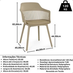 Kit 8 Cadeiras de Jantar Estofada Marcela - Nude Escuro - 7