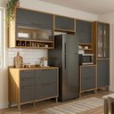 Ver imagem 1 de Cozinha Completa Modulada 100% MDF 6 Peças 12 Portas e 4 Gavetas com Vidro e Tampo 354x225x47cm