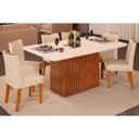 Ver imagem 1 de Sala de Jantar Completa Canes Tampo Madeirado C/ Vidro Curvo 170x90cm e 6 Cadeiras Julia Freijo/off