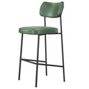 Ver imagem 2 de Kit 05 Banquetas Alta Bar Cozinha Sala de Jantar Preto Melina L02 Couríssimo Verde - Lyam Decor