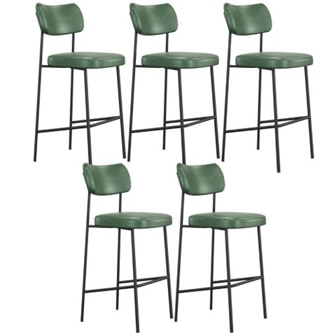 Kit 05 Banquetas Alta Bar Cozinha Sala de Jantar Preto Melina L02 Couríssimo Verde - Lyam Decor