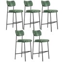 Ver imagem 1 de Kit 05 Banquetas Alta Bar Cozinha Sala de Jantar Preto Melina L02 Couríssimo Verde - Lyam Decor
