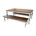 Ver imagem 2 de Conjunto de Mesa e Bancos Colonial com Pés Luiz Xv Cor Nude Laca com Tampo Imbuia Glazer 160x80