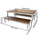 Ver imagem 4 de Conjunto de Mesa e Bancos Colonial com Pés Luiz Xv Cor Nude Laca com Tampo Imbuia Glazer 160x80