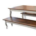 Ver imagem 3 de Conjunto de Mesa e Bancos Colonial com Pés Luiz Xv Cor Nude Laca com Tampo Imbuia Glazer 160x80