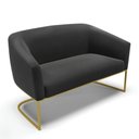 Ver imagem 1 de Sofá Namoradeira 2 Lugares Base Industrial Dourado Stella Suede D03 - D'Rossi Cor Preto
