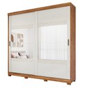 Ver imagem 3 de Guarda-Roupa Casal 2 Portas de Correr com 4 Espelhos e Pés 243cm 100% MDF Marsala Espresso Móveis Bege/Cinamomo/Off White