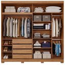 Ver imagem 5 de Guarda-Roupa Casal 2 Portas de Correr com 4 Espelhos e Pés 243cm 100% MDF Marsala Espresso Móveis Bege/Cinamomo/Off White