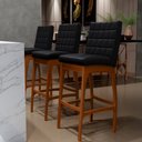 Ver imagem 2 de Kit 02 Banquetas Altas Para Cozinha Sala de Jantar Fixa Mila L02 Facto Preto Metalizado - Lyam