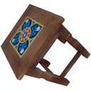 Ver imagem 2 de Banquinho de Madeira com Ladrilho Hidráulico Artesanal Ladrilho S01