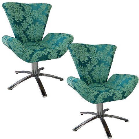 Kit Duas Poltronas Giratória Elegance Jacquard:verde