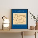 Ver imagem 1 de Quadro Minimalista Picasso Azul Mulher E pássaro 24x18cm:madeira Preta