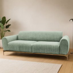 Sofá Molino 2 Lugares 180cm Pés Ouro Fosco Bouclé Verde Menta - Nexta Casa - 1