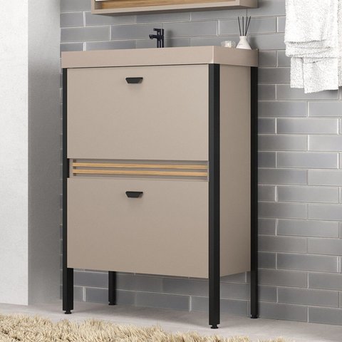 Gabinete de Banheiro com Pia 60cm Ref 660 Cewal Marrom/Gianduia/Itapuã