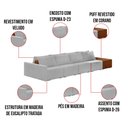 Ver imagem 3 de Sofá Ilha 4 Lugares Living 472cm Modulado para Sala Lary Veludo Cinza K01 - D'Rossi