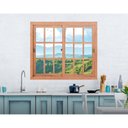 Ver imagem 2 de Janela de Madeira Vitro de Correr Quadriculado 2 Folhas Móveis Reto Eucalipto Esel-1.20(L)X1.20(A)