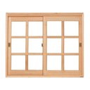 Ver imagem 1 de Janela de Madeira Vitro de Correr Quadriculado 2 Folhas Móveis Reto Eucalipto Esel-1.20(L)X1.20(A)