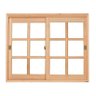 Janela de Madeira Vitro de Correr Quadriculado 2 Folhas Móveis Reto Eucalipto Esel-1.20(L)X1.20(A) - 1