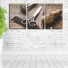 Quadro Decorativo 45x96 tesoura e gilete barbearia - 2