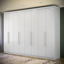 Ver imagem 3 de Guarda Roupa Casal Master New 8 Portas de Bater 4 Gavetas MDP Branco Brilho com Cama Solteiro Santos