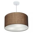 Ver imagem 1 de Lustre Pendente Cilíndrico Vivare Md-4101 Cúpula em Tecido 60x30cm - Bivolt - Café - Bivolt