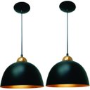 Ver imagem 1 de Kit 2 Luminárias Pendente Esfera Balcão 24Cm Preto Com Cobre