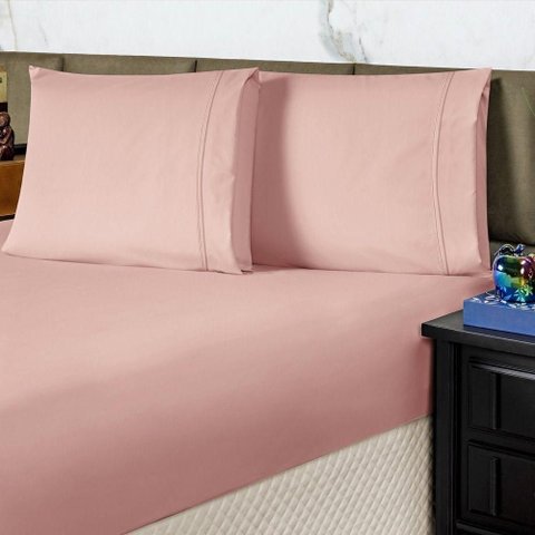 Jogo de Cama Lençol Casal Conforto Percal 300 Fios 3 Peças - Rosê