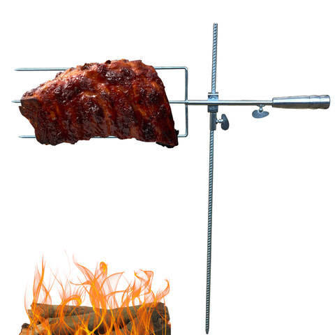 Espeto Para Fogo De Chão Giratorio Reforçado 75 Cm Costelão