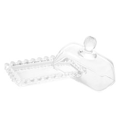 Mini Manteigueira de Cristal C/Tampa Pearl Bolinha Transparente 11cm Wolff - 3