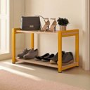 Ver imagem 1 de Sapateira Multiuso Industrial Atenas de Metal 2 Prateleiras Mdf:dourado-off White