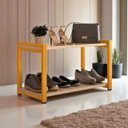 Ver imagem 2 de Sapateira Multiuso Industrial Atenas de Metal 2 Prateleiras Mdf:dourado-off White