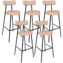 Ver imagem 1 de Kit 05 Banquetas Altas Cozinha Bar Sala De Jantar Em Aço Milão L02 Linho Rosê - Lyam Decor