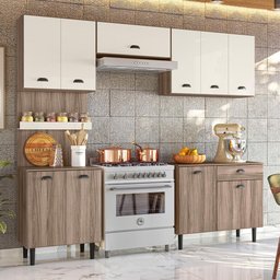 Cozinha Compacta Pepper com Balcão Carvalho Nature/off White Cristal - Nicioli - 2