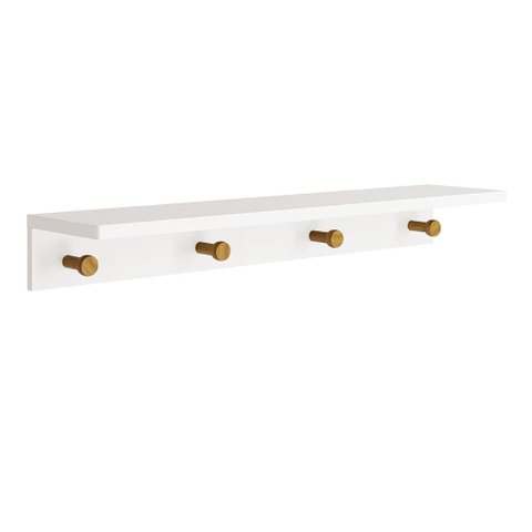 Prateleira Cabideiro Bia 89,6cm Branco Fosco/amadeirado - Reller Móveis