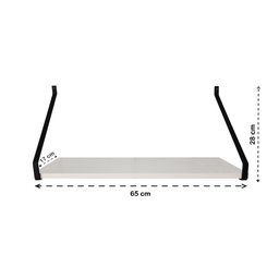 Prateleira 65cm Quarto Mdf Branco com Suporte Nicho Decoração Livro Apoio Sala - 4