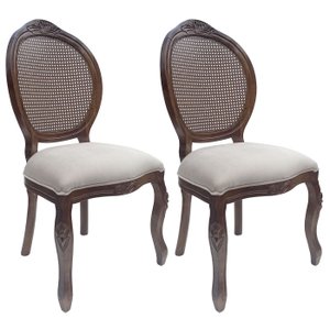 2 Cadeira Medalhão Madeira Entalhada com Tela Telinha Palhinha Poltrona Natural Provençal Indiana de
