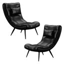 Ver imagem 1 de Kit 2 Poltronas Decorativas para Sala de Estar com Almofada e Pés Palito Lord Facto Preto - Ibiza